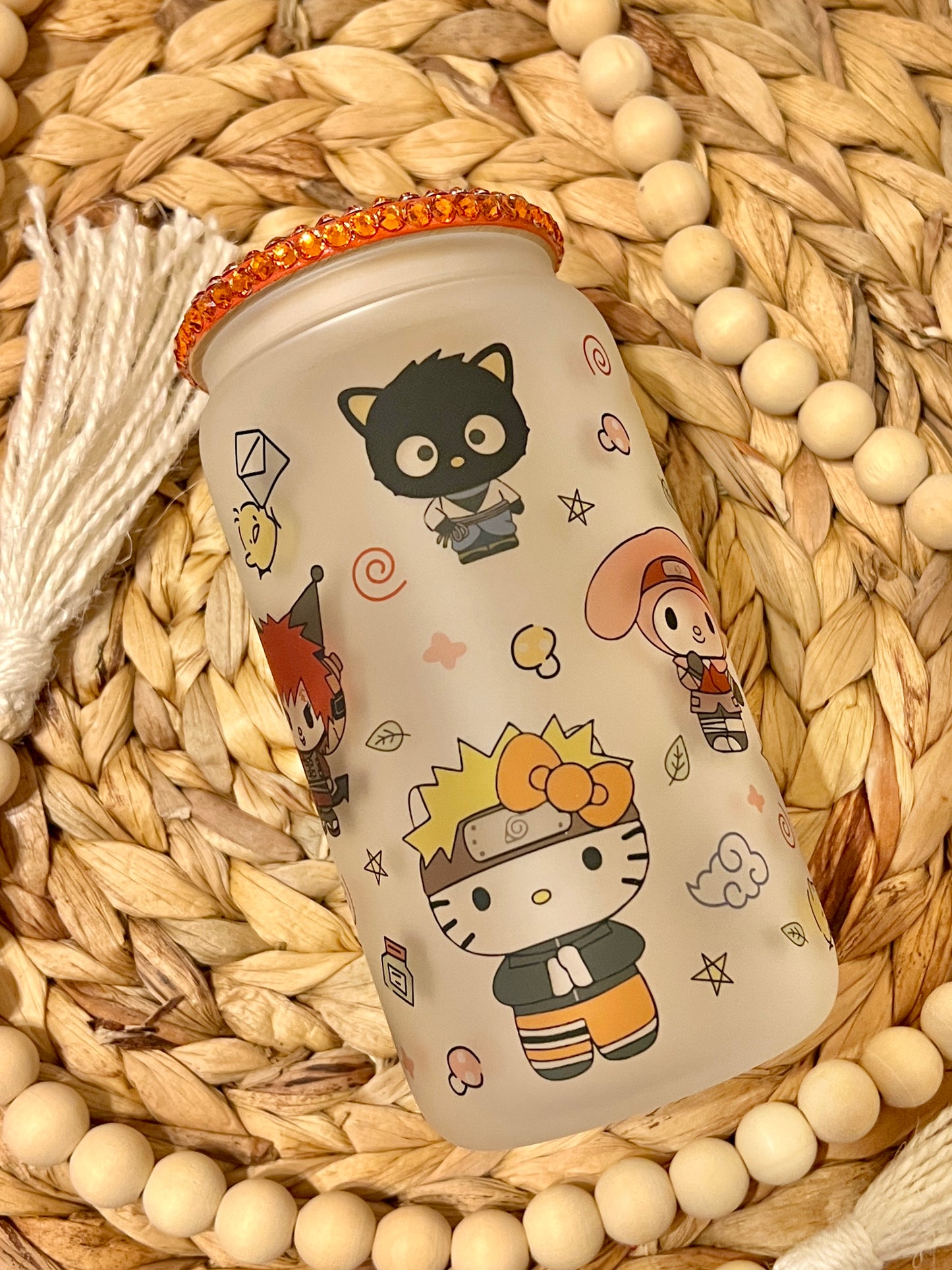 Kawaii Kitty Friends x Naruto Glass Can
